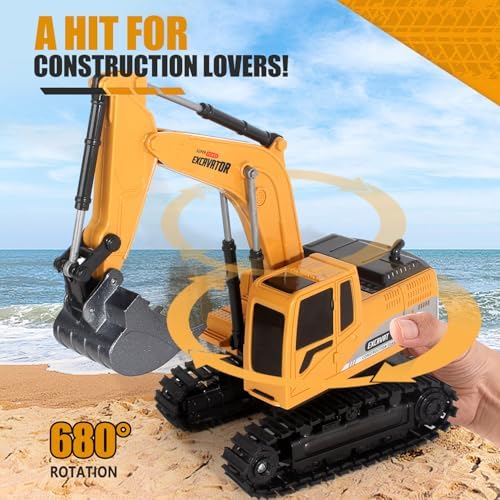 Jiakora Remote Control Excavator Toys for Boys, RC Excavator Toy for Boys 3 4 5 6 7 8 Year Old Kids Christmas Birthday Gift，RC Digger Truck Construction Vehicles with Metal Shovel & Light - Image 5