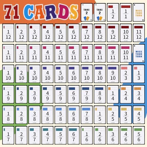 Blueweenly 5 Pcs Fraction War Fun Math Game Easy to Learn Math Card Game - Image 2