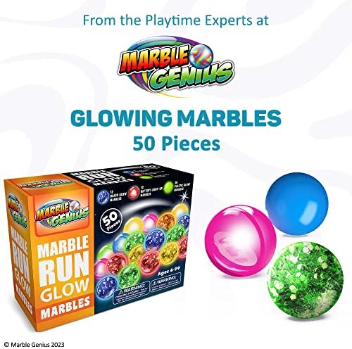 Marble Genius Glow in the Dark Marbles for Marble Run - 50 Pieces, Multicolor, Medium, Ages 4 & Up - Light-Up LED Orbs for Race Track & Colorful Play - Image 2
