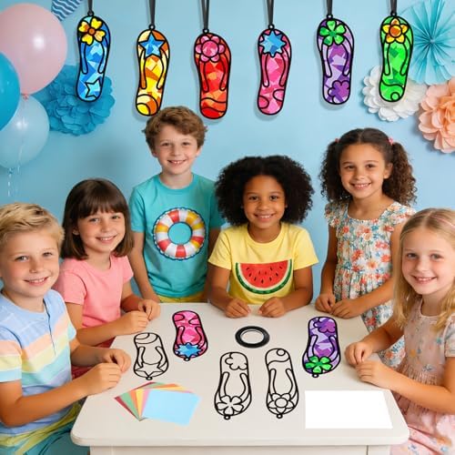 Qyeahkj 36Set Flip Flops Suncatchers Crafts Kit for Kids - Image 5