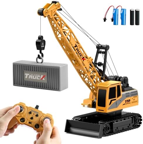 Dwi Dowellin Remote Control Crawler Crane for Boys,11-Channel 2.4GHz RC Construction Crane Toy for Kids Age 3 4-7 8 9 10 Year Old by DwiDowellin