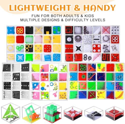 RoundFunny 100 Pcs Brain Teaser Puzzle Cubes Mini Puzzle Party Favor Mini Games Cubes Box Bulk for Kids Stocking Goodie Bag Stuffers for Maze Games Classroom Prizes Gifts - Image 3
