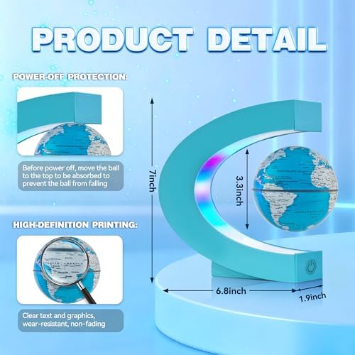 Flagest Magnetic Levitating Floating Globe with LED Lights, Cool Tech Gadgets for Men Dad Teenage, Home Office Desk Decor Display, Birthday Gifts for Him - Image 2