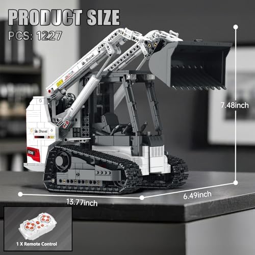 Reobrix RC Skid Steer Loader Building Set, 1227 PCS Motorized Construction Vehicle Model with 2.4GHz Remote & App Control, Liftable Arm, Tilting Bucket, LED Lights, STEM Gift for Adults & Teens 14+ - Image 4