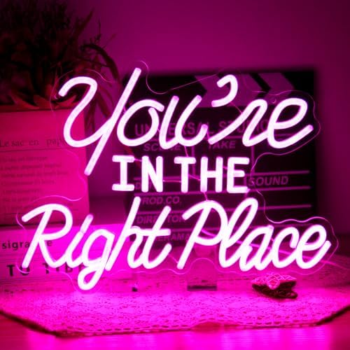 You're In The Right Place Neon Sign Letter LED Light for Gym Salon Decor by CKTBLEY
