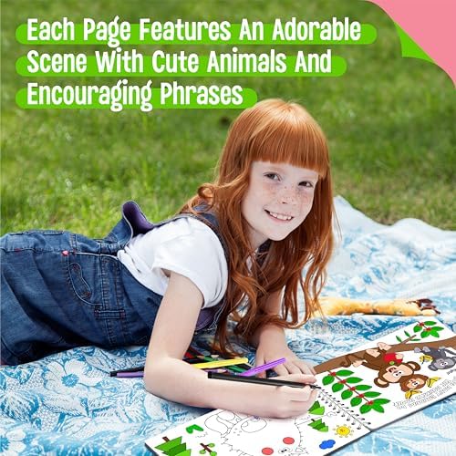SpriteGru Coloring Activity Book, 30 Dry-Erase Pages Animals to Color, Fun & Creative Coloring Pages for Toddlers, Kids, Teens, Adults, Reusable Activity Pad for Road Trip, Travel, At Home - Image 3