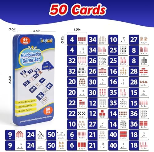 Kasfalci Multiplication Dominoes Set,Math Manipulatives Games for Kids,Counting Toy,Learning Games,Preschool Learning Activities,Homeschool Supplies,Kindergarten Classroom Must Haves,1st 2nd 3rd Grade - Image 5
