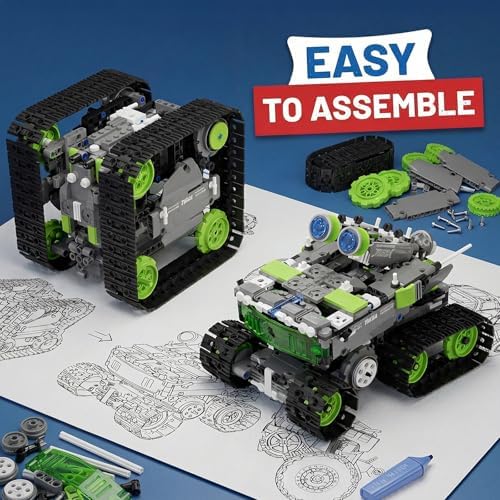 DOLIVE 5 in 1 STEM Robotics Kit, Building Block Set for Kids Ages 8-14, Remote Control and App Controlled Robot/Tank/Transporter/Scout/Engineering Vehicles, Birthday Gift for 8 9 10 11 12+ Years Old - Image 5