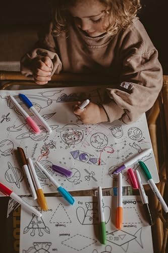 Hey Doodle Outer Space Classic Doodle Mat – Reusable Silicone Coloring Mat for Toddlers and Kids – Educational Space Activity Pad with 9 Markers – Mess-Free Travel Toy – Ages 3-7 - Image 3