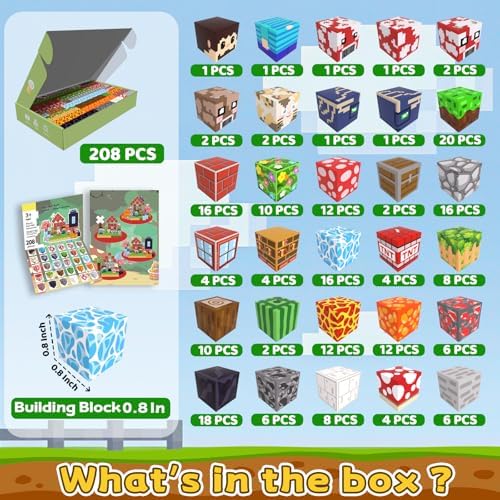 Magnetic Blocks, 208PCS Toys Building Cube Birthday Gifts for Kids - Image 2