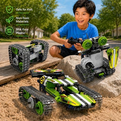 Kididdo Remote Control Cars Robot Building Kit Educational Toys for Age 8-13 Fun STEM Toys for Kids 3-in-1 RC Car Kit to Build Cool Building Blocks Set Birthday Gift for 8 9 10+ Year Old Boys - Image 4
