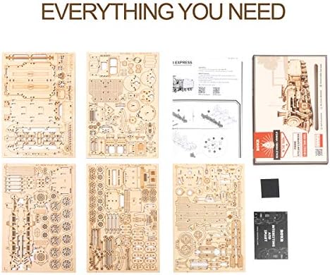 ROKR 3D Wooden Puzzle for Adults-Mechanical Train Model Kits-Brain Teaser Puzzles-Vehicle Building Kits-Unique Gift for Teens on Birthday/Christmas Day(1:80 Scale)(MC501-Prime Steam Express) - Image 6