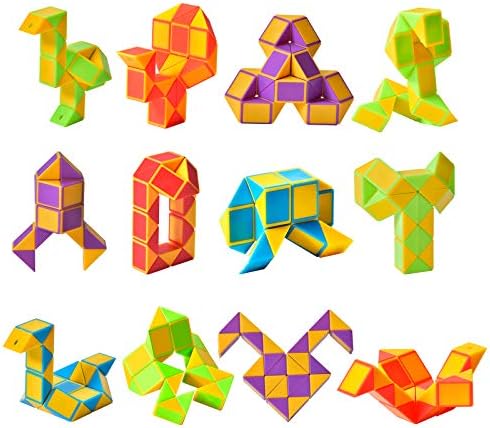 Yellow Snake Puzzle Cubes for Kids Travel Toy 12 Pack by Ganowo