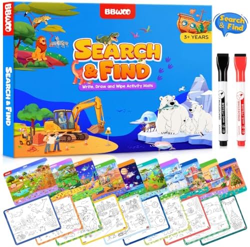 BBWOO 2 in 1 Search and Find Activity,Coloring Books,Dinosaur Preschool Toy by BBWOO