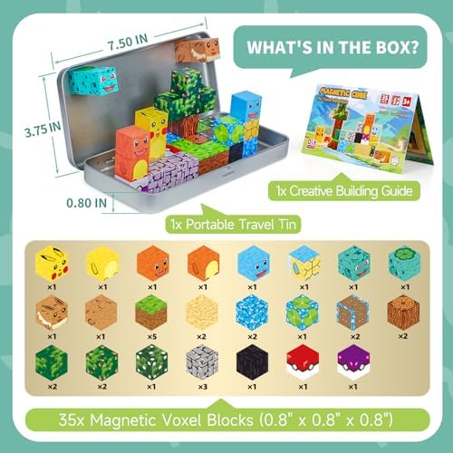 Pocket Cubes Magnetic Blocks & Magnetic Tiles, 35 PCS Voxel Animal Magnetic Building Cubes Set, STEM Construction Toys for Kids Ages 4-8, Mini Travel Toys for Toddlers 3-5, Montessori Sensory Gifts - Image 6