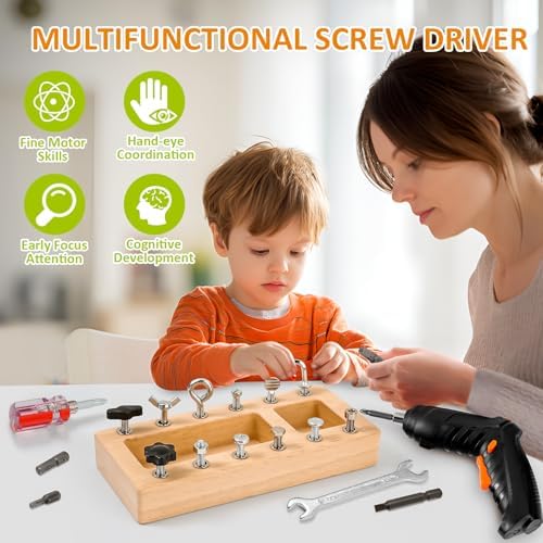 Montessori Screwdriver Board Set, Kids Screwdriver Toy Set Busy Board 3+ - Image 3