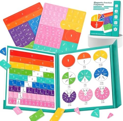 Magnetic Fraction Book, 102 Piece Fraction Manipulatives for Kids by Unknown
