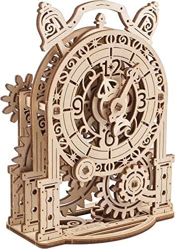 UGEARS Vintage Alarm Clock 3D Puzzle - Wooden Model Kit for Adults to Build - Mechanical Model Desk Clock Making Kit - 3D Jigsaw Puzzle Wood Toy Clock - DIY Brain Teaser Puzzle Construction Set by UGEARS-ModelingJoy