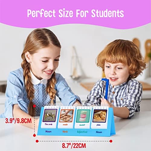Sentence Flip Charts, 80 Double Sided Cards in Noun/Verb/Adjective/Preposition 40 New Sentence Building Freestanding Flip Chart Educational Learning Tool for School Supplies - Image 3