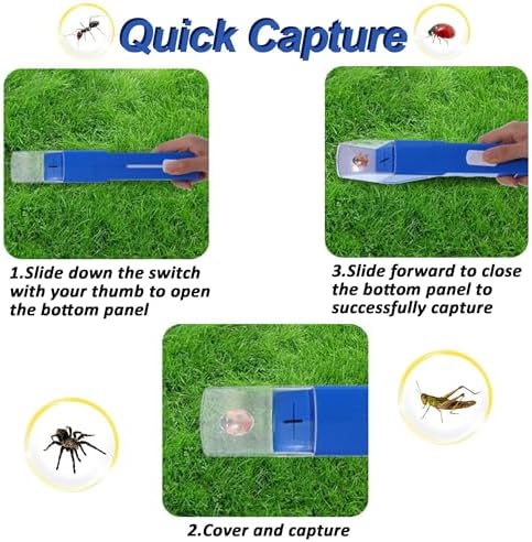 2 Pcs DelloidMaz Insect Catcher Small Animals Catcher Nature Exploration Tool to Capture Butterflies Bees Ladybugs Spiders Bug Catcher for Boys and Girls, Blue and Yellow - Image 3