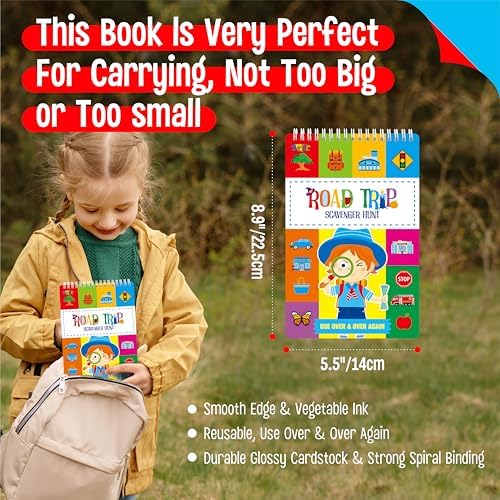 SpriteGru Scavenger Hunt Activities Book, 30 Road Trip Bingo Games, Reusable & Erasable Game Pad, Interesting Explore and Find Activity Travel Toy for Road Trip, Airplane Travel - Image 5