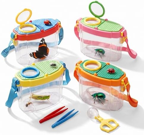 Halloscume 4 Set Kid Bug Catcher Kit, Insect Viewer with Magnifying Lid by Halloscume