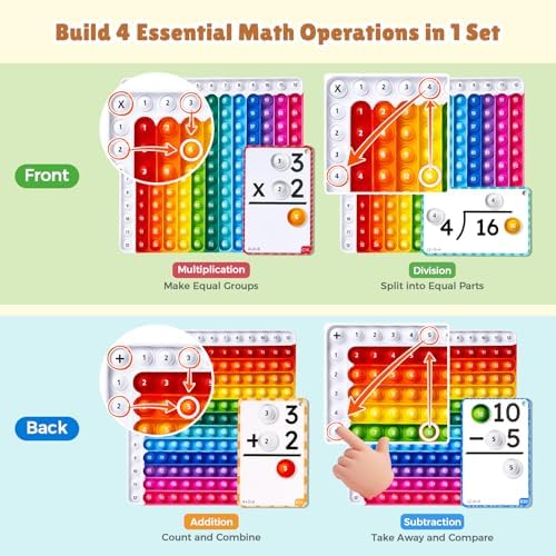 JoyCat 288 Math Flash Cards & Double-Sided Board, 4 Operations, Ages 4-8 - Image 3