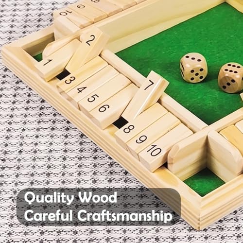 Wooden Shut The Box Game 4 Player Math Dice Board Games - Image 4