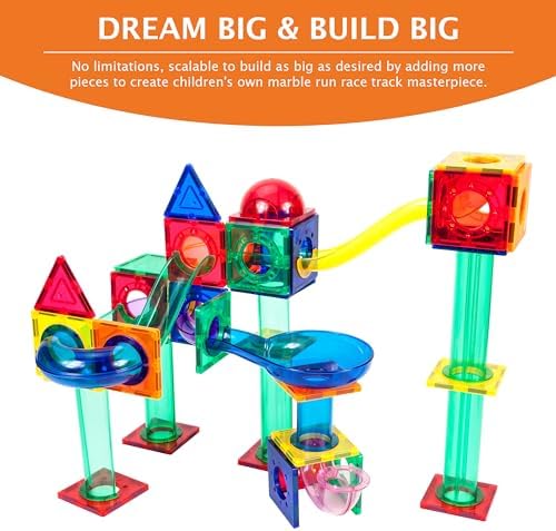 PicassoTiles 70PC Marble Run + 30PC Magnetic Race Car Track, Fun & Creative Playset: STEAM Learning, Enhance Construction Skills, Hand-Eye Coordination and Fine Motor Skills, Gift for Boys and Girls - Image 7