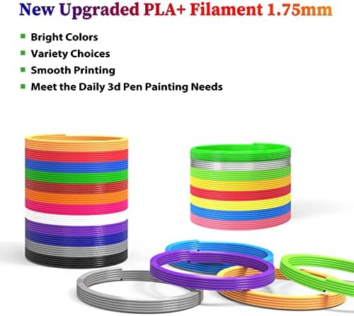 3D Pen Filament 400 Feet 20 Colors, dikale 3D Printing Pen Refills PLA Bonus 250 Stencil eBook, 3D Printer Pen Filament 1.75mm Smooth Printing - Image 3