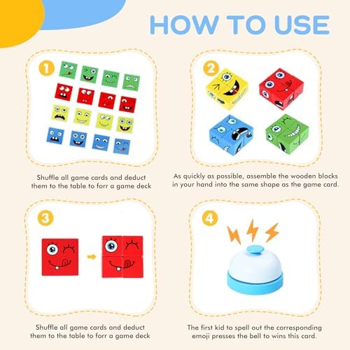 Montessori Puzzle Game for Kids (64 Cards, 16 Blocks, 1Bell) - Image 3