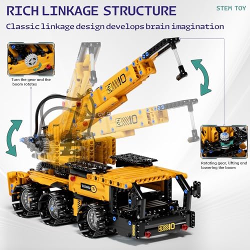 DOLIVE 5 in 1 STEM Building Block Set, App & Remote Control Construction Vehicle Kit, DIY Excavator Crane Truck Bulldozer Roller, Educational Birthday Gift for Kids 8-14 Years Old - Image 2