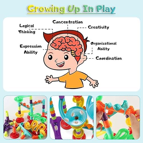 Toys for Boys 4-6 - Marble Runs 3D Maze Game DIY Educational Toys for Kids 5-7 Birthday Gift,Track Pipe Building Blocks Mini Glass Marbles for Kids,Toys for 3+ Year Old Boys Christmas (142PIECES) - Image 3