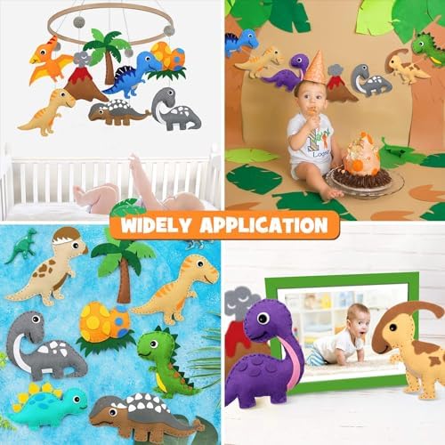 CiyvoLyeen Dinosaur Sewing Craft Kit DIY Kids Craft and Sew Set for Girls and Boys Educational Beginners Sewing Stuffed Animal Felt Plush Ornaments Set of 14 Sewing Kits for Kids Age 8 9 10 11 12 - Image 2