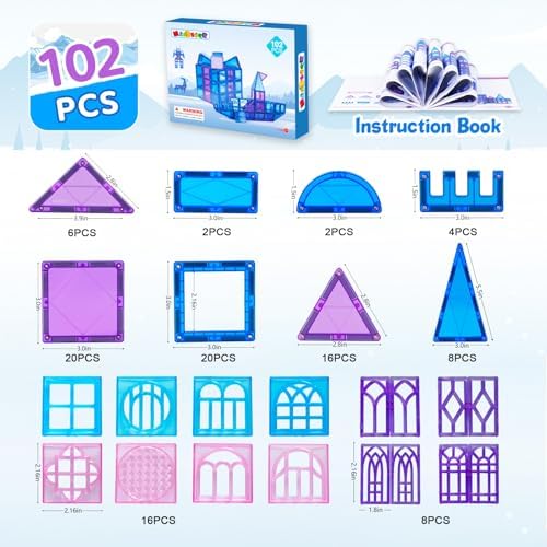 MAGBLOCK 102PCS Magnetic Tiles Building Blocks Set Strong Magnets - Image 5