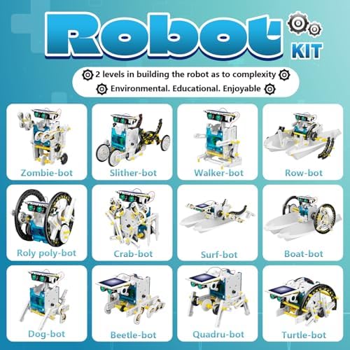 Dioju 13-in-1 Solar Robot Toys for Ages 8 9 10 11 12 Year Old Boys Girls, STEM Science Kits for Kids Age 8-12, Building Experiments Robotics Kit STEM Projects for Kid Christmas Birthday Gifts (White) - Image 2