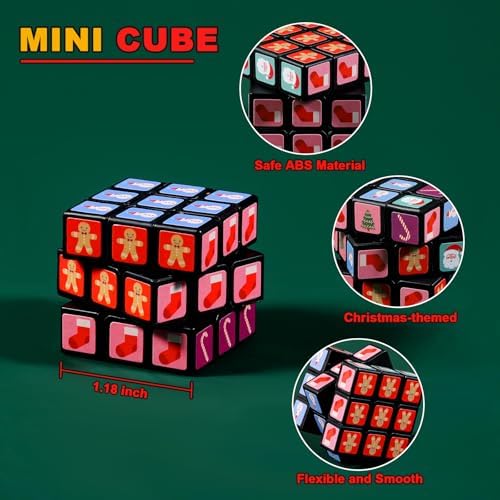 24 Pcs Mini Cubes Bulk, Christmas 1.18 Inch 3x3x3 Puzzle Cube Set, Stocking Stuffers for Kids, Birthday Party Favors, Classroom Prizes, Stress Relief Fidget Toys, Easter Basket Fillers - Image 4