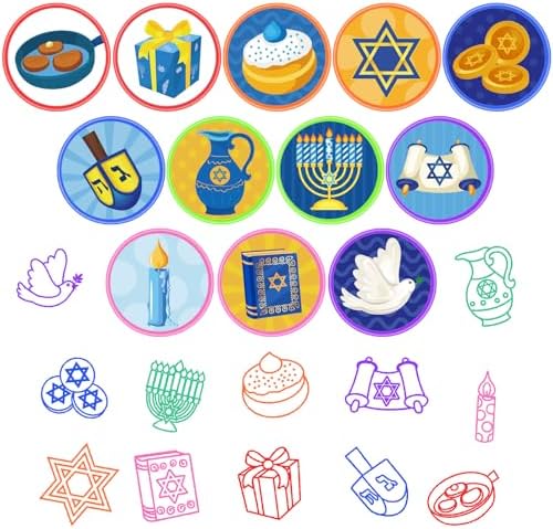 Cinrobiye 24 Pcs Hanukkah Stampers Party Favor Set, Cute Jewish Holiday Stamps for Kids Hanukkah Celebration, Classroom Rewards, Goody Bag Fillers, Holiday Party Supplies - Image 3