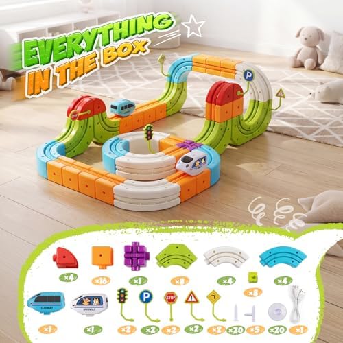 Hot Bee Electric Train Set for Kids, 93pcs Gravity-Defying Race Track - Image 3