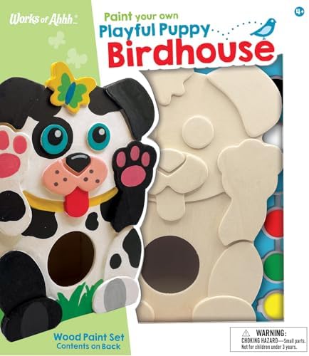 Works of Ahhh... Craft Set - Playful Puppy Birdhouse Classic Wood Paint Kit by WorksofAhhh
