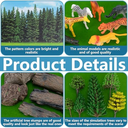 codree 65 Pcs Jungle Diorama Kit Habitat Project Box Set, Cardboard Diorama Box Animals Model Scenery Kit, Animal Figurines Rainforest Diorama Supplies for DIY Crafts Birthday Gifts Party Favor - Image 3