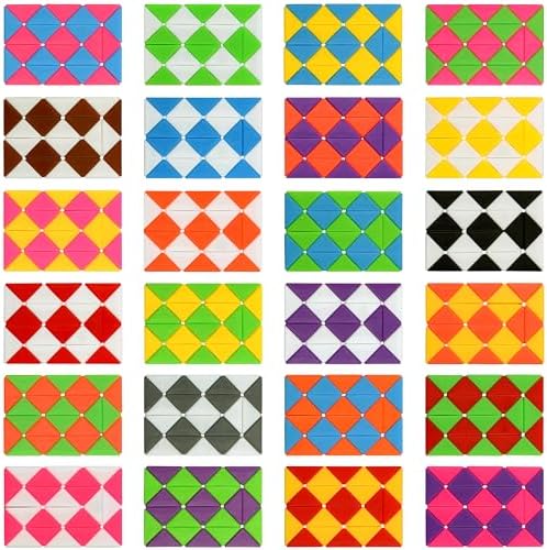 35 Pack 24 Blocks Magic Snake Cube Toy,Fidget Mini Snake Cube Puzzle Toy for Kids,Mini Plastic Puzzle Cube Toy for Kids Party Supplies,Classroom Rewards by Neureyte