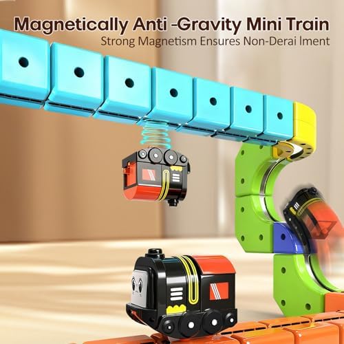 3D Gravity-Defying Cube Track TM Electric Magnetic Train Set,Modular Reconfigurable Race Track Kit, STEM Educational Toy for Kids 3-12, Construction Toys incorporating,Safe & Durable for Boys Girls - Image 4