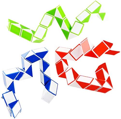 The Dreidel Company 3-Pack Snake Cube Three Assorted Colors Twist Puzzle Magic Snake Sensory Fidget Toys Collection Brain Teaser Party Favors Game for Kids Adults Teens, 3.25" x 2.25" (3-Pack) - Image 2
