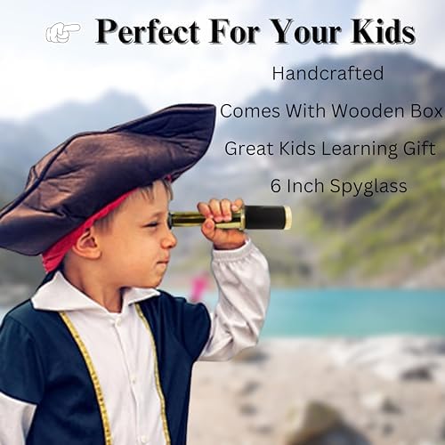 6" inch Handheld Brass Telescope with Wooden Box - Pirate Navigation. - Image 2
