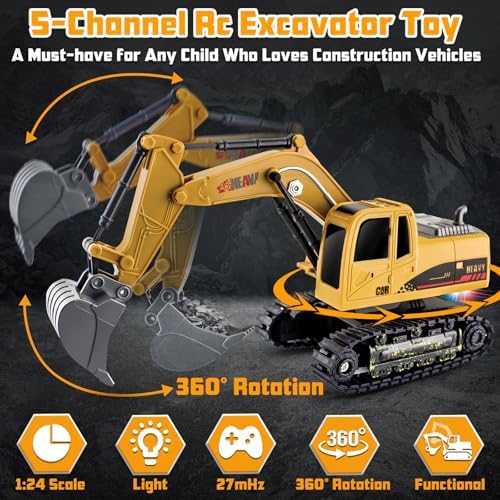 2 Pack Rc Construction Vehicles, Remote Control Excavator & Dump Truck Set - Image 3