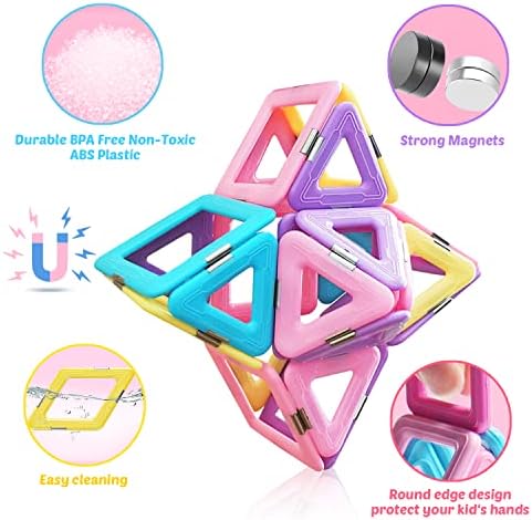 Tolnetr 124PCS Magnetic Tiles Toys for 3 4 5 6 7 8+Year Old Boys Girls - Image 5