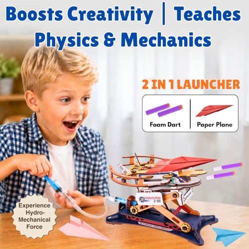 2-in-1 Hydraulic Paper Airplane & Dart Launcher 3D Wooden Puzzle - Image 2