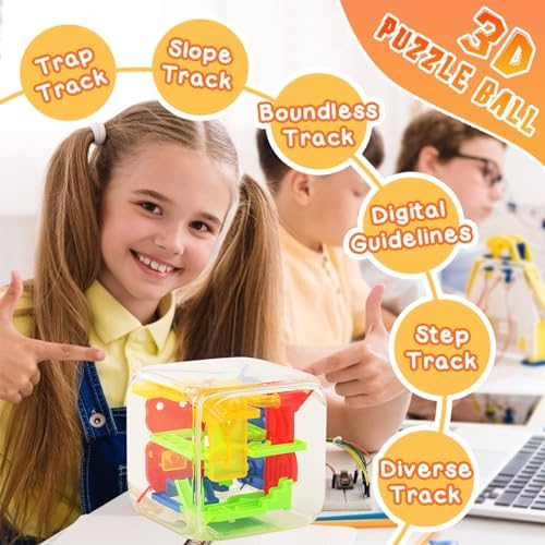 3 Otters 3D Puzzle Maze Cube, 5 Inch 72 Obstacles Brain Teaser - Image 6