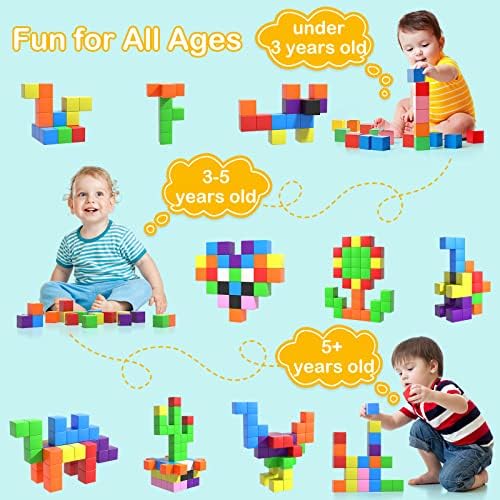 72pcs Magnetic Blocks for Kids, Magnetic Building Cubes for Toddlers 3-5, Preschool STEM Educational Sensory Montessori Square Toy for 3 4 5 6 Boys & Girls 72pcs - Image 6